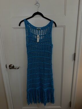 Anthropologie Celandine Turquoise Crochet Fringe Coverup